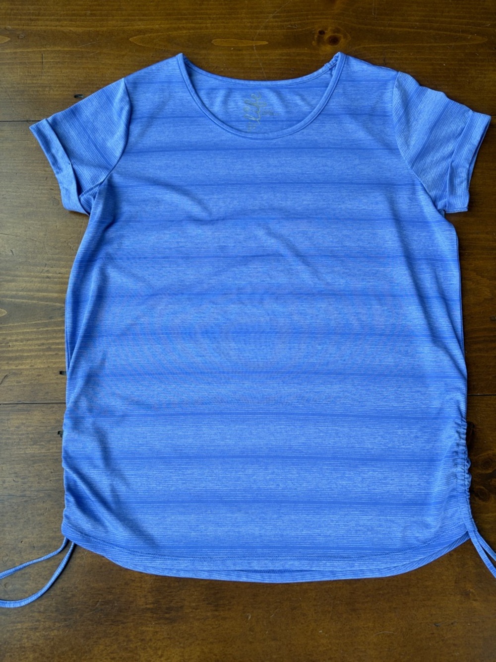Made For Life Blue-Purple Strip Short Sleeve Shirt Sz L
